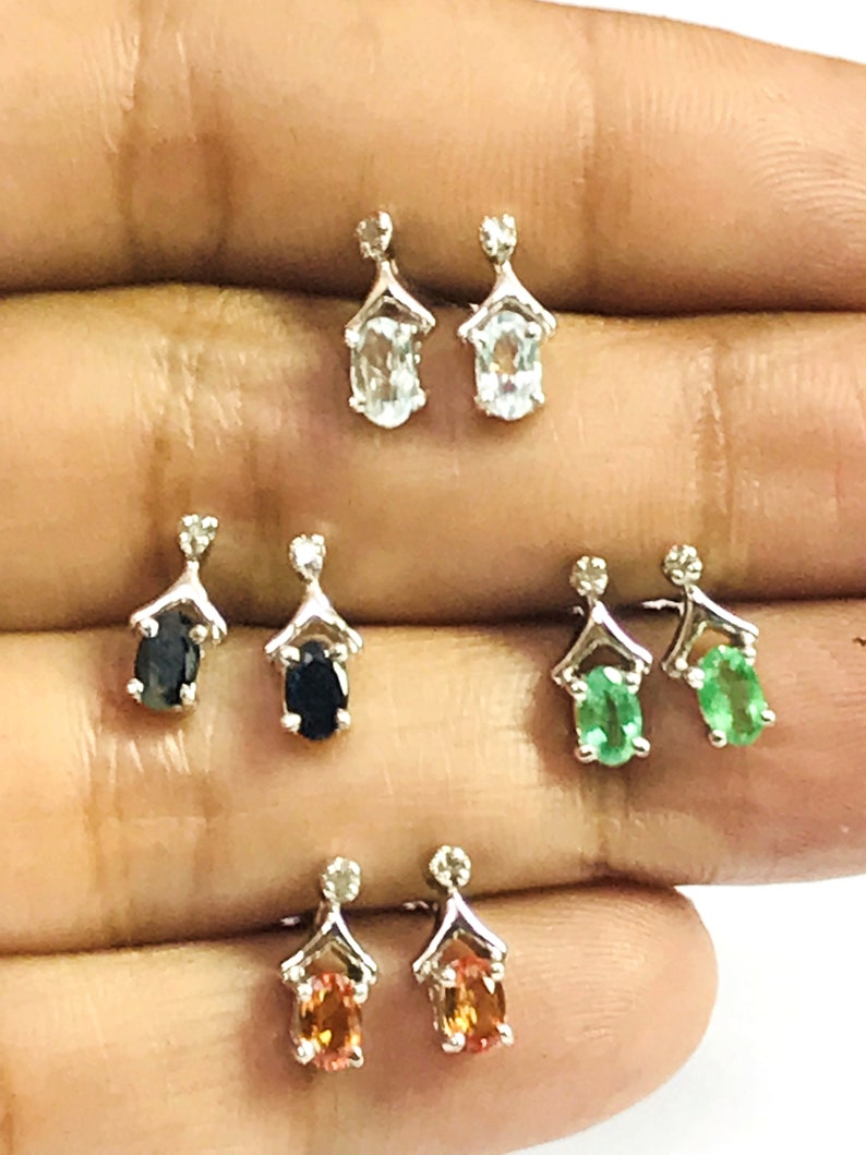 TINY EMERALD DIAMONDS Stud earrings Natural Diamonds,Green Beryl earrings,Natural Emerald,Gift for loved ones .. May birthstone