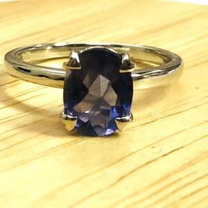 Iolith Silberring | Ovaler Edelstein Ring | September Geburtsstein Ring | Unisex Ring | Blauer Stein Ring | Edelstein Ring | Ovaler Iolith Damenring