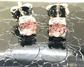 Pink Tourmaline Sterling Silver Stud Earrings: October Birthstone
