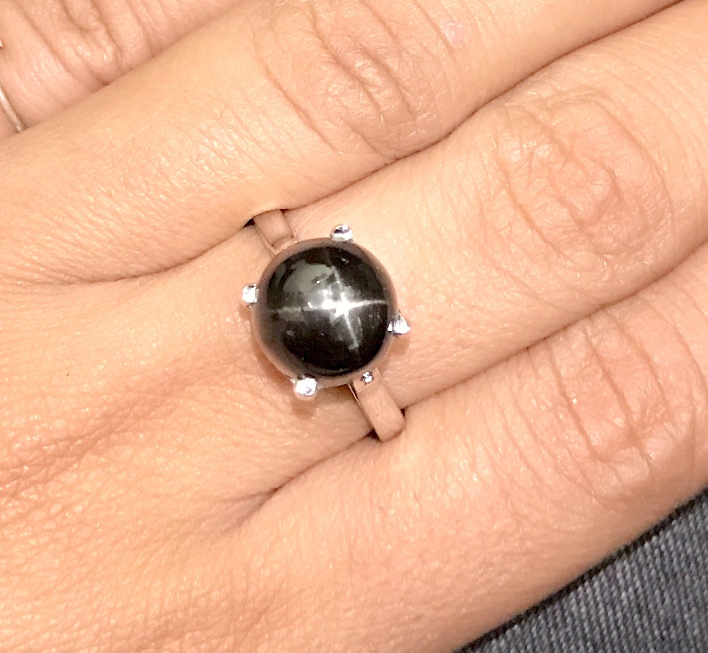 HASH. Black Star Round Cabochon Ring