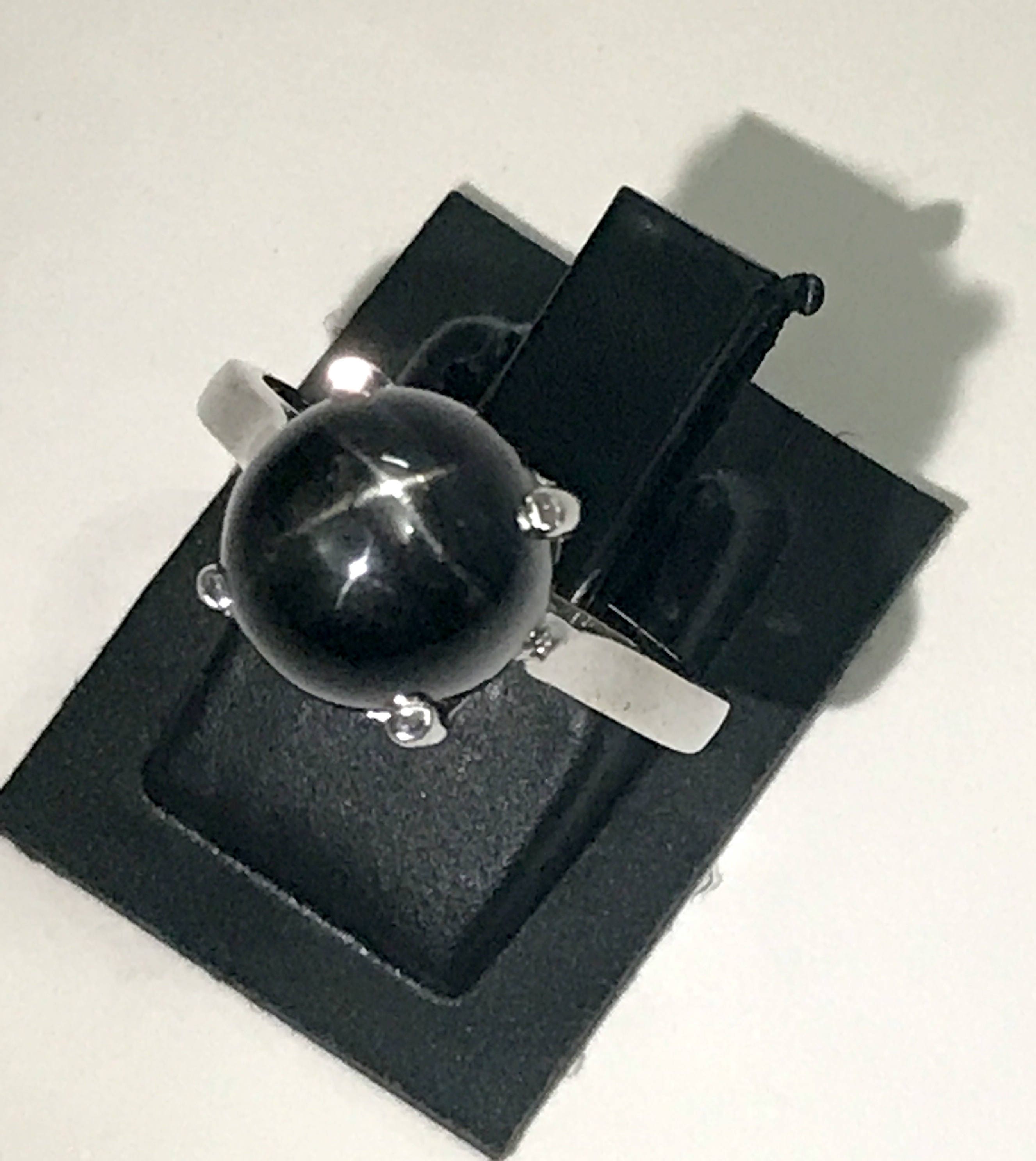Black Star Cabochon Gemstone Ring for Her | Gemstone Jewelry | 925