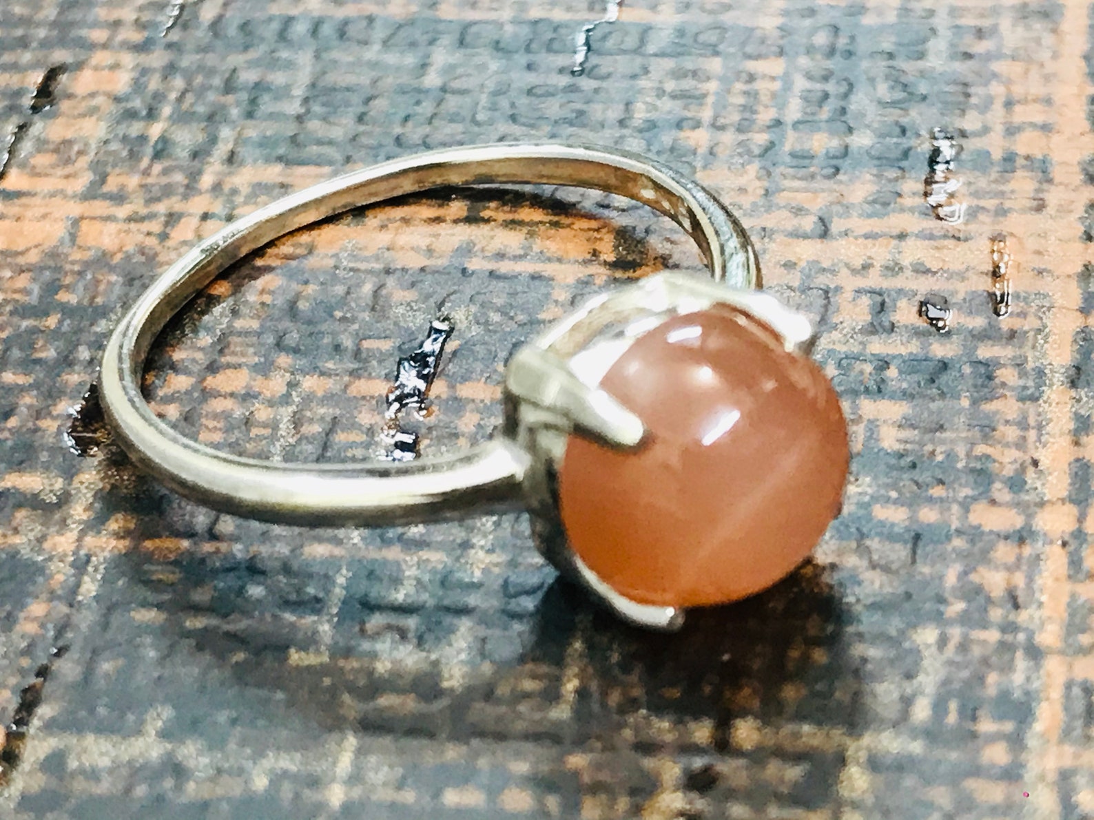 PEACH MOONSTONE RING Pink Moonstone Cabochon Ring Sterling Etsy