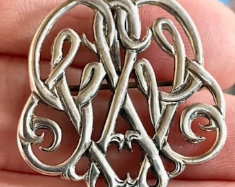 Antique Celtic Eros Knot Pin, Art Deco Brooch, Sterling Silver Brooch, Celtic knot Brooch Pin, Gift for her .