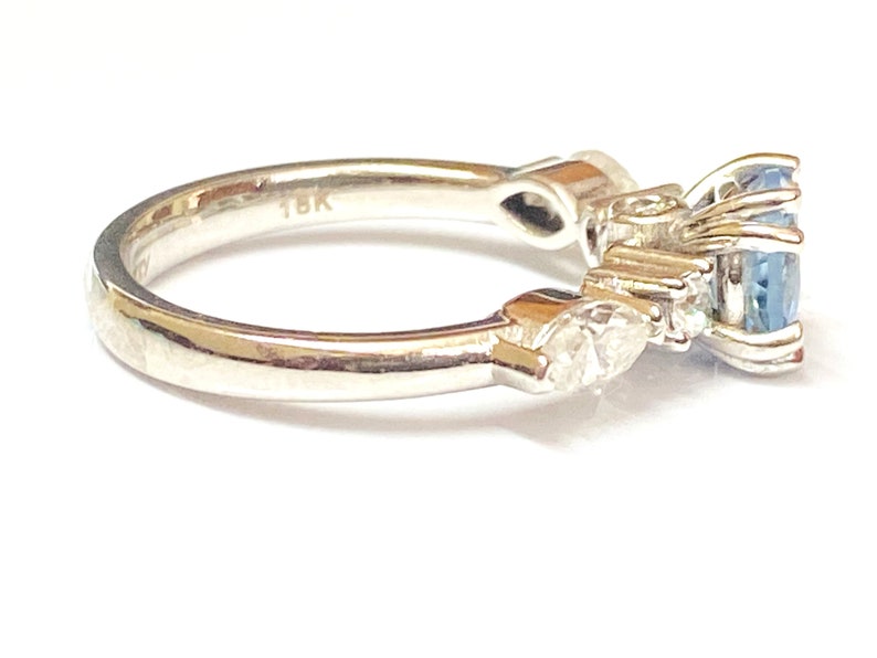 Santa Maria Aquamarine Diamond Engagement Ring, White gold Wedding Ring, Aquamarine solitaire Ring. image 4