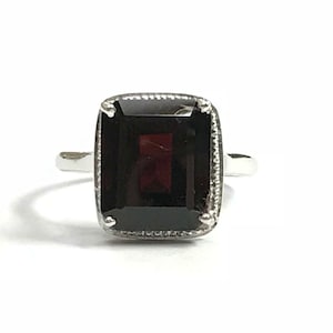 Natural Garnet Ring | Red Gemstone Ring | Statement Ring | January Birthstone Ring | Red Garnet Ring | Octagon Shape Garnet Unisex Ring |