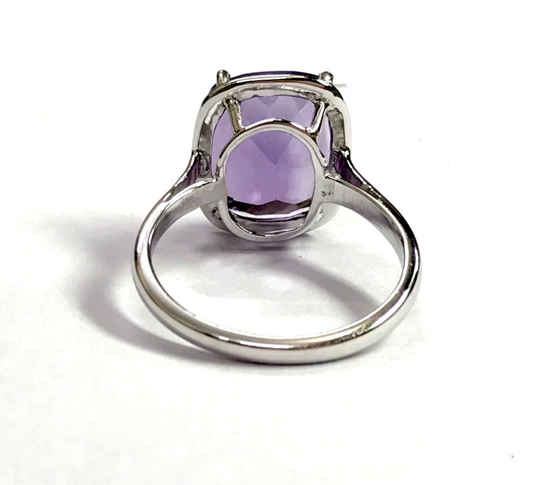 Valentine Gift for Her... Healing properties February Birthstone AMETHYST OCTAGON RING Aquarius Purple Gemstone Sterling silver ring