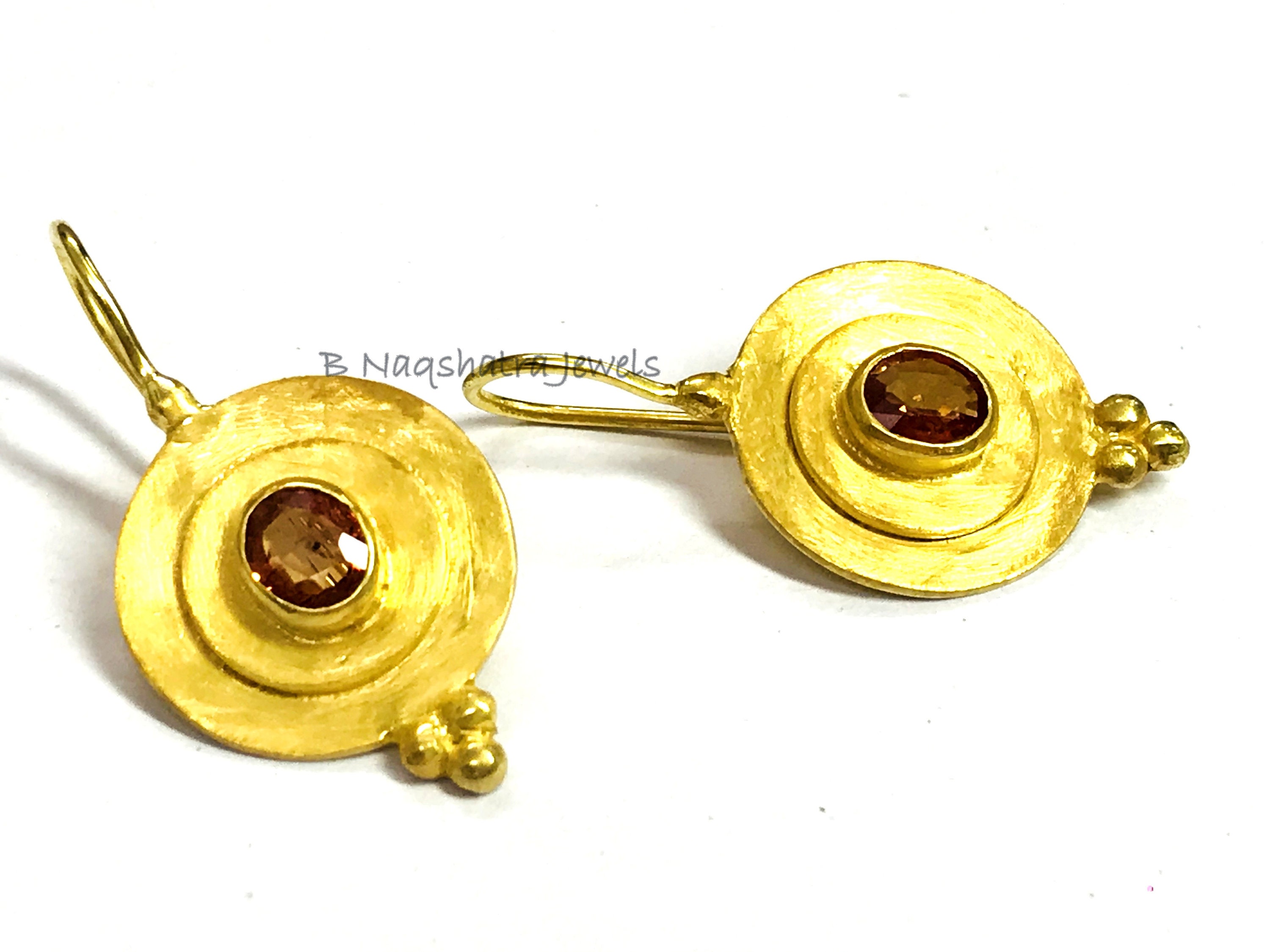 Orange Sapphire Hoop EARRINGS Sterling silverDangle Earrings Etsy