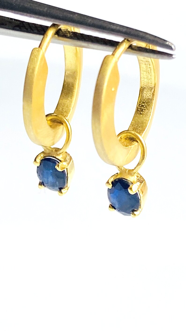 Detachable Celestial Huggie Earrings: 12mm Hoops With Sapphire Dangles ...