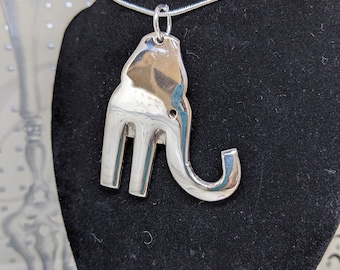 Elephant fork pendant, upcycled, silverplated, recycled, forkart, jewellery, handmade, jewelry, cutlery jewelry, cutlery jewellery