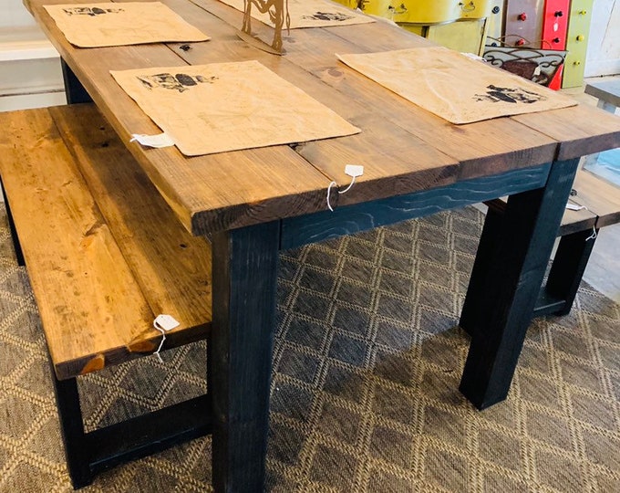5ft Table And Benches Rustic Farmhouse With Small Provincial Dining Set Gray Base Home Living Room Furniture Minyamarket Com 5ft Table And Benches Rustic Farmhouse, Small Farmhouse Table