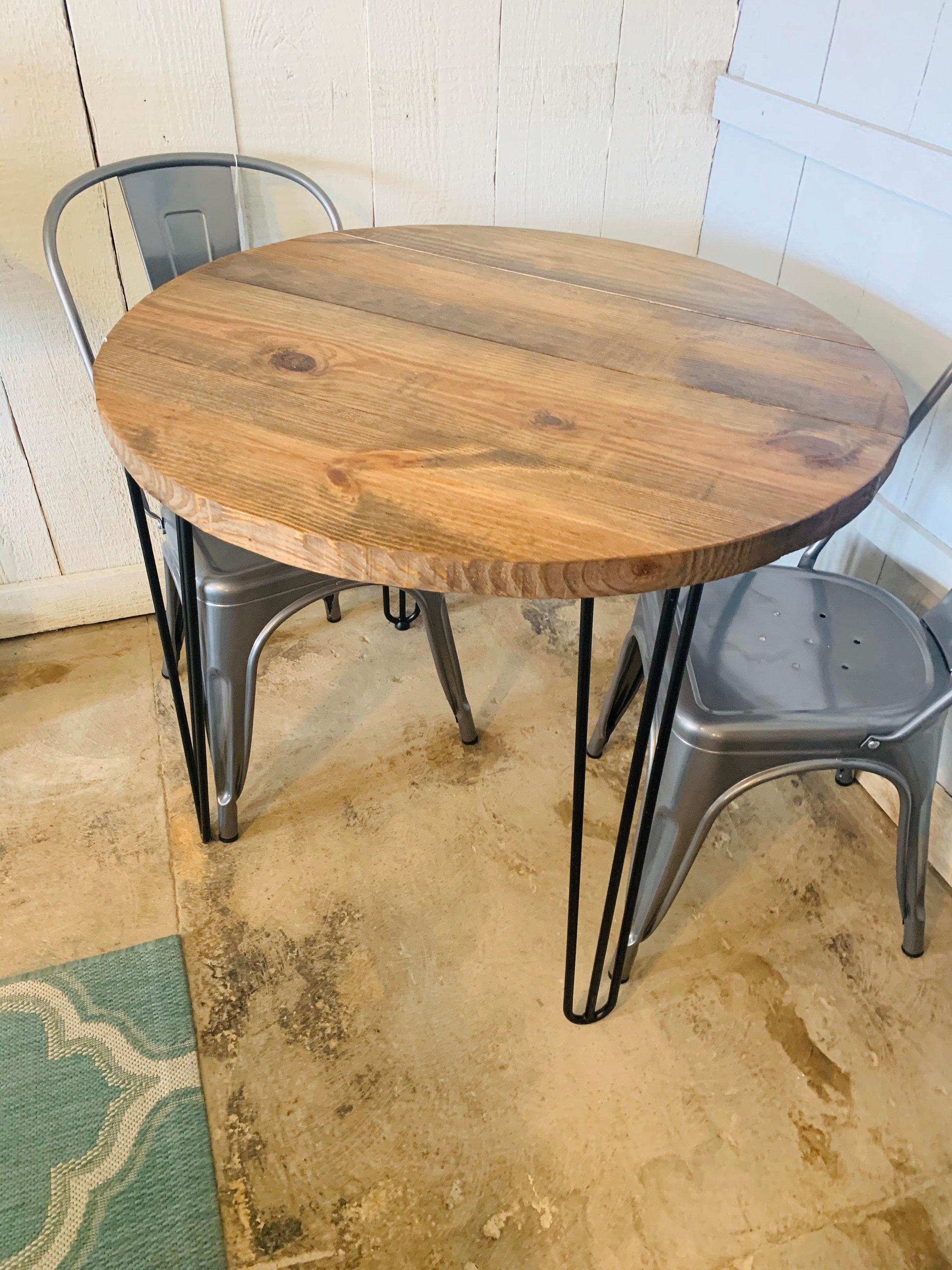 Small Farmhouse Nook Dining Table Set With Chairs, Industrial Style, Provincial Brown Top and Black Hairpin Legs, , Kitchen Table, Wooden - Etsy Small Farmhouse Nook Dining Table Set With Chairs, Industrial Style, Provincial Brown Top and Black Hairpin Legs, , Kitchen Table, Wooden - Etsy