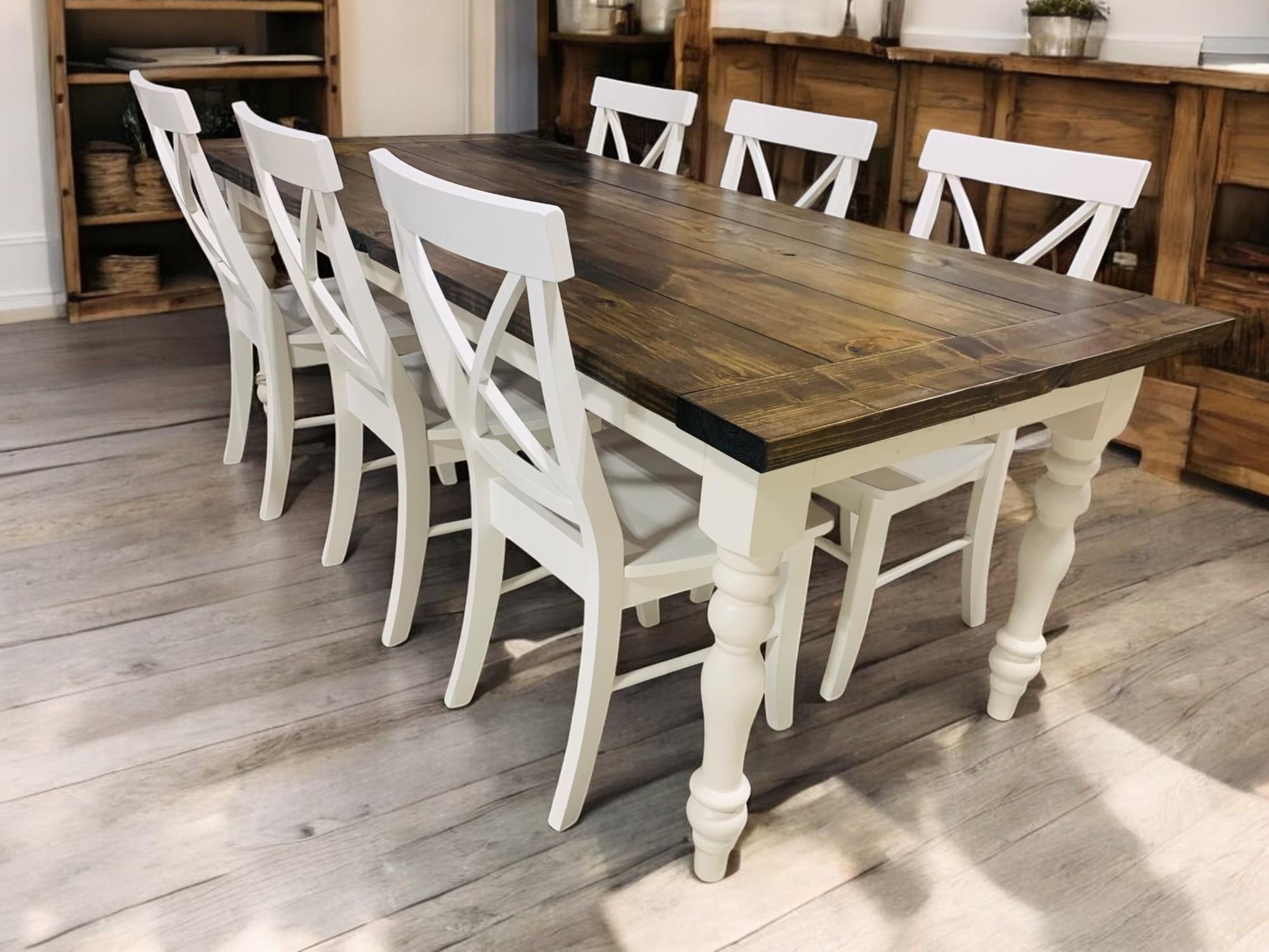 Black top white legs dining table discount
