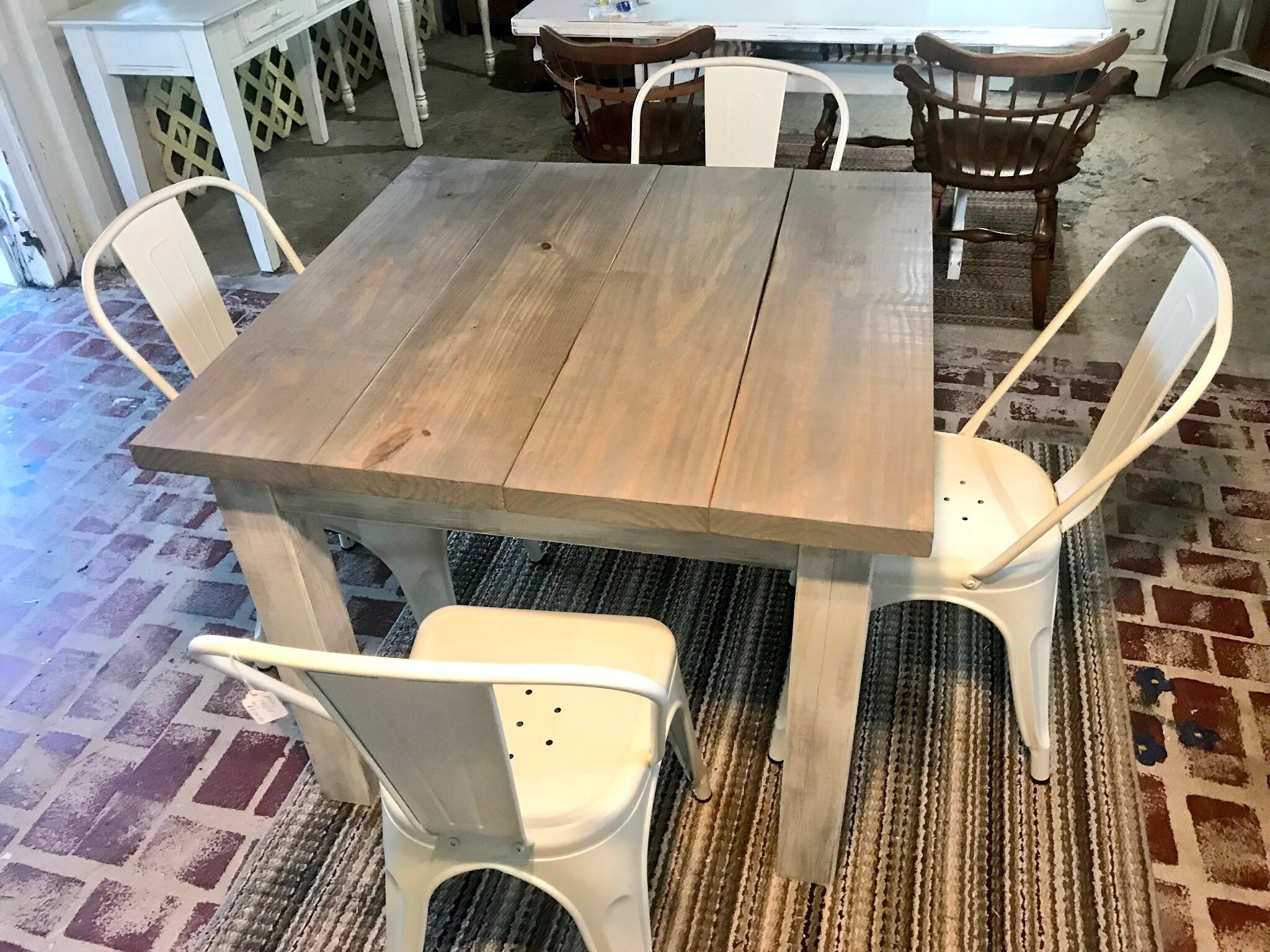 Rustic white metal chairs sale