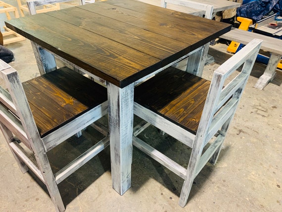 Counter Height Rustic Farmhouse Table With Stools High Top Counter Height Rustic Farmhouse Table, Counter Height Farmhouse Table