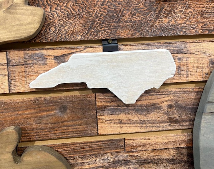 Mini North Carolina Wooden Sign - NC Wall Décor - Gray White Wash