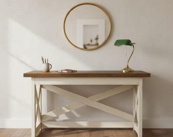 Farmhouse Desk Home Office Computer Writing Rustic Wooden Handmade Executive Study Workstation Small