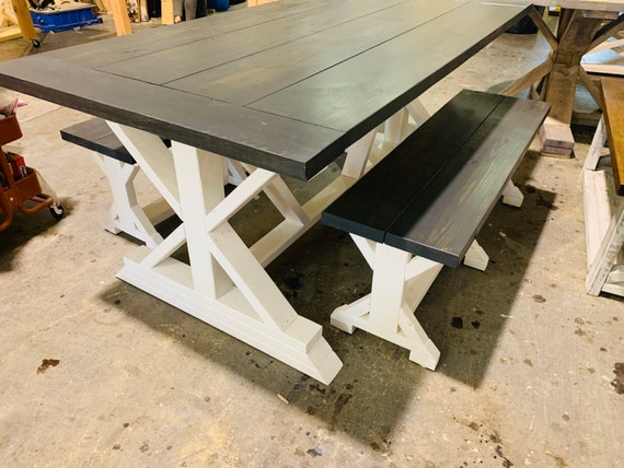 Farmhouse trestle table with bench new arrivals