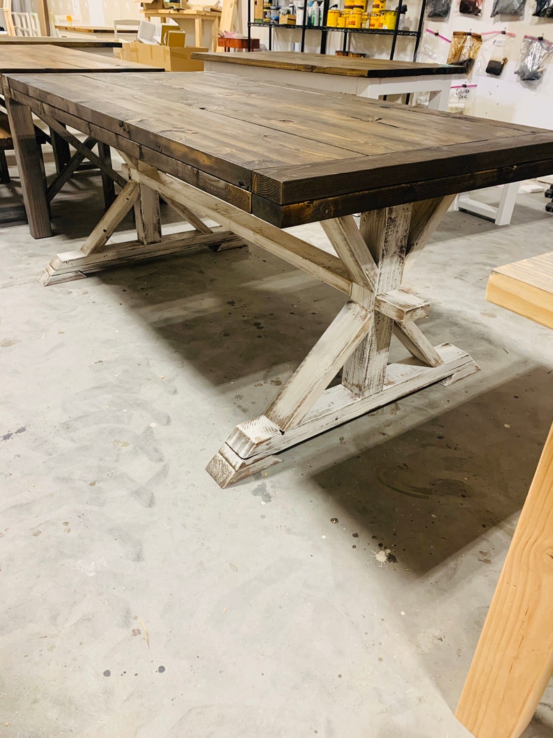 Chunky Farmhouse Table With Rustic Pedestal Base an Etsy