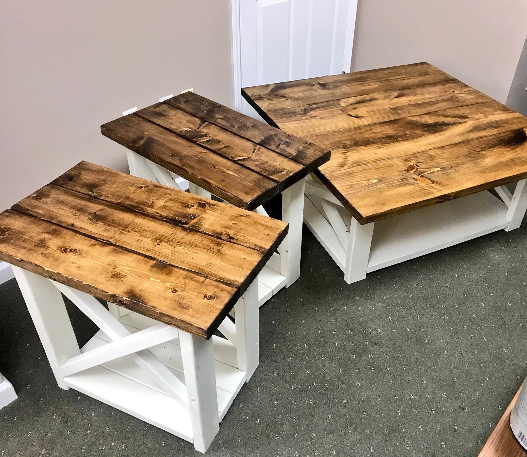 Rustic Living Room Set Large Farmhouse Coffee Table With Set of