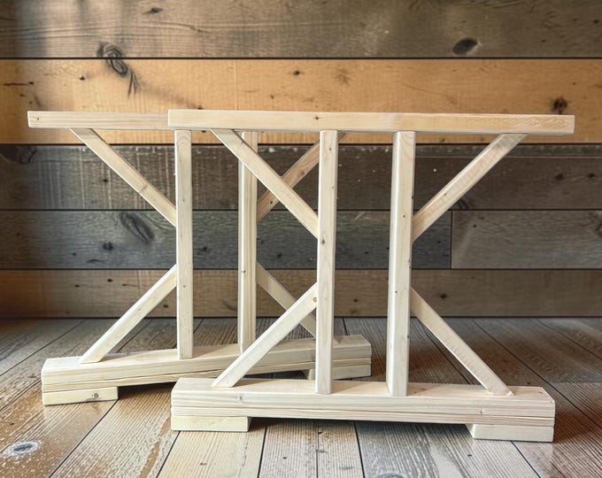 Dining Table Legs Unfinished Wood Trestle Farmhouse DIY Kitchen Rustic Furniture Set