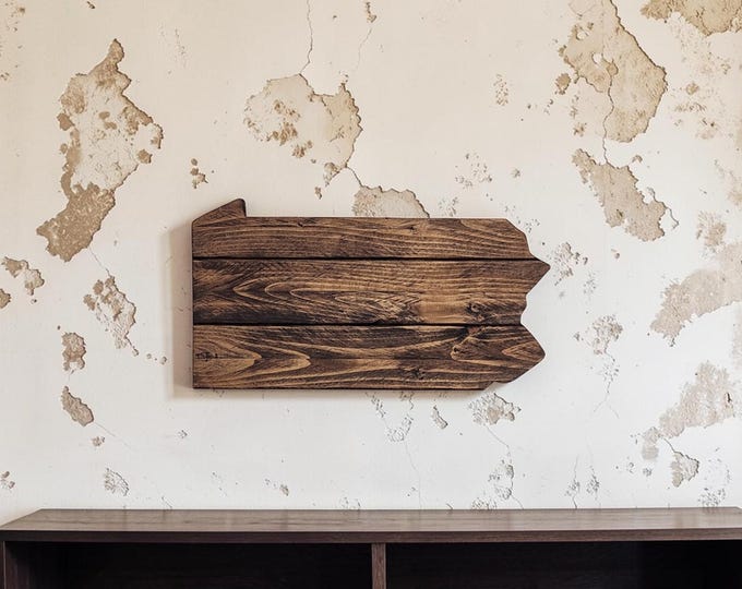 Dark Walnut Pennsylvania State Sign: Wooden Wall Art
