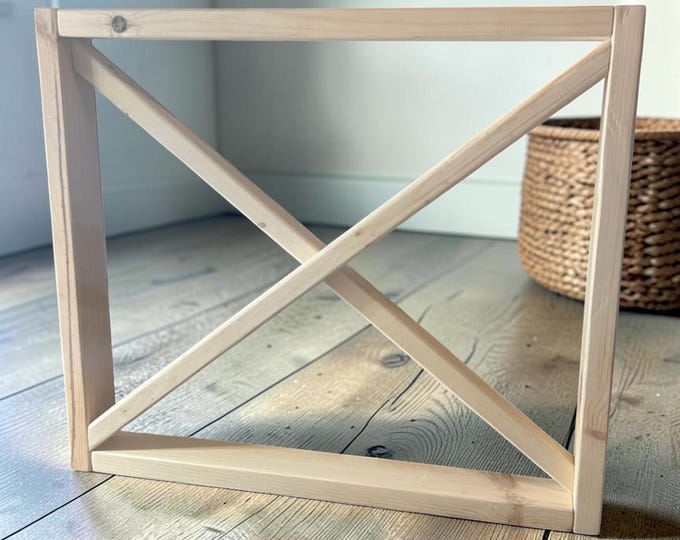 X Table Legs Unfinished Wood Dining Base Farmhouse Rustic DIY Furniture Set