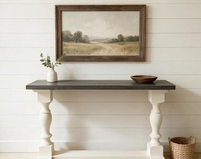 Farmhouse Console Table Entryway Sofa Narrow Turned Leg Cottage Wood Serving Hallway Rustic Buffet