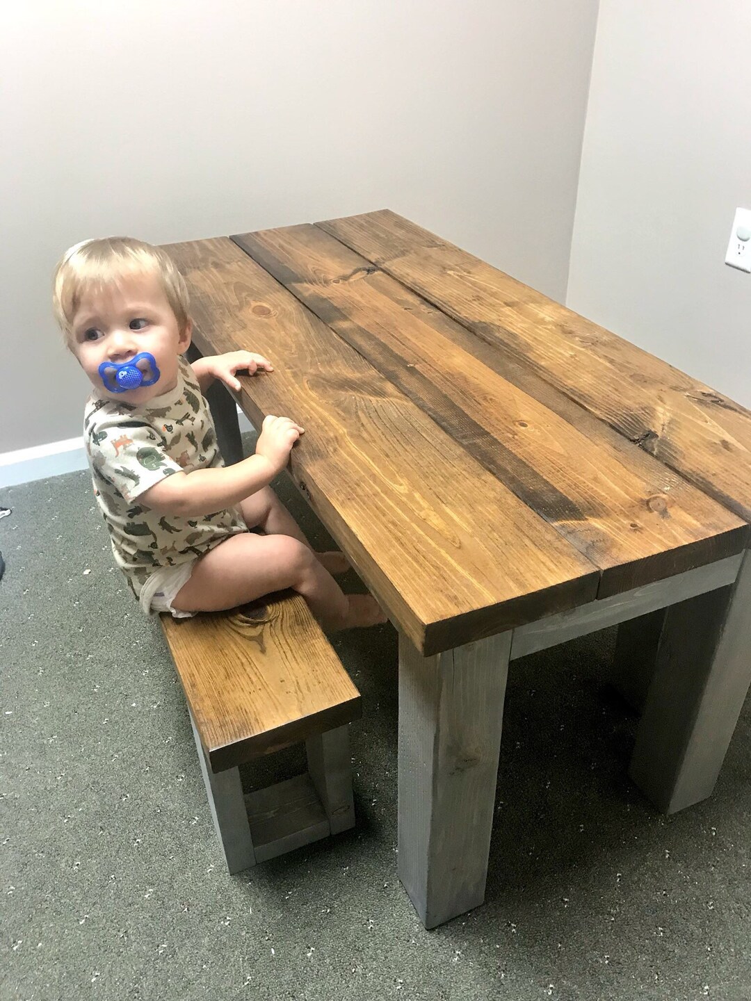 Rustic Kids Table Kids Rustic Farmhouse Table Set: Provincial Brown & Gray, Children's ...