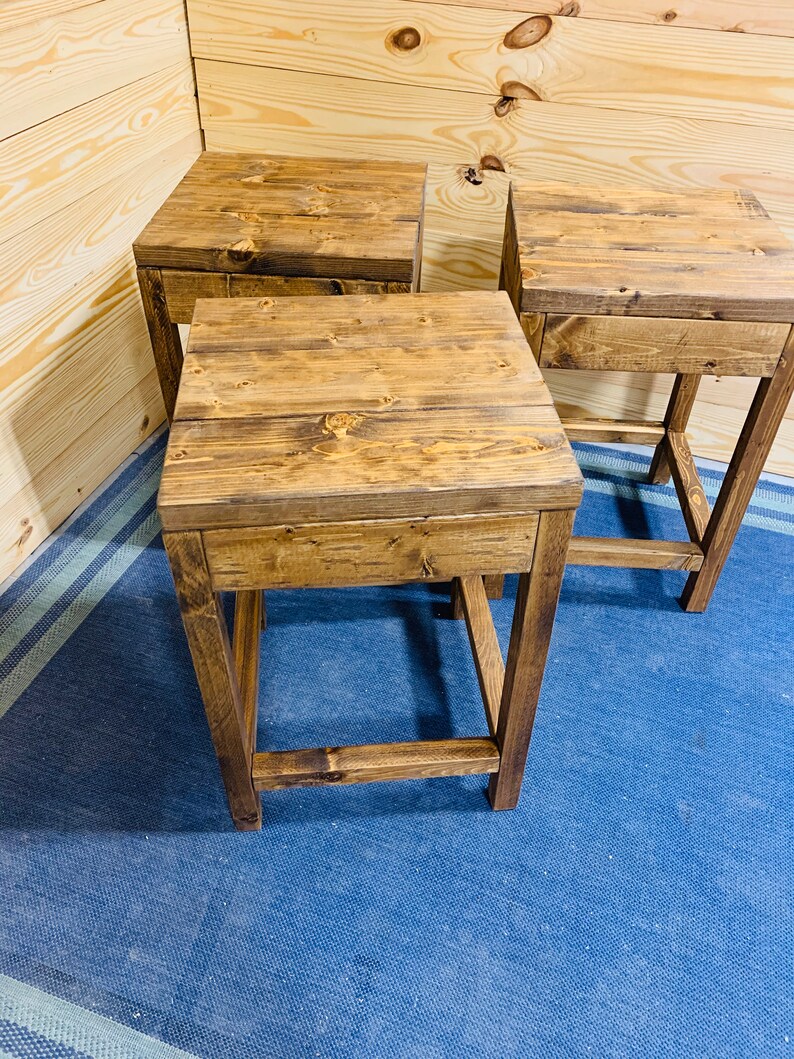 Rustic Farmhouse Counter Height Stools Provincial Brown Etsy