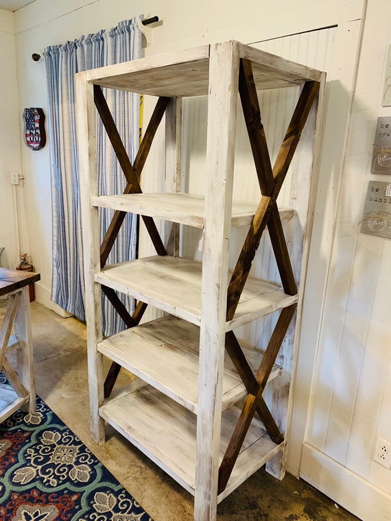 Rustic Farmhouse Style Bookshelf With A Distressed Antique Etsy