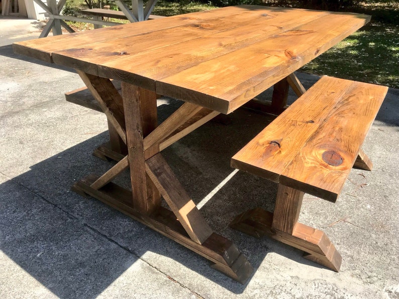 Rustic Pedestal Farmhouse Table With Benches Provincial Brown Dining Set Handmade Trestle Style Sets Room Furniture Deshpandefoundationindia Org Rustic Pedestal Farmhouse Table With, Pedestal Farmhouse Table