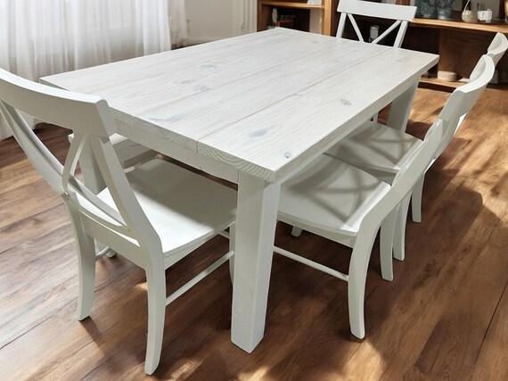 White Dining Table Set Chair and Bench Combo Marshmallow White Antique White Coastal Farmhouse Kitchen Table Set Etsy