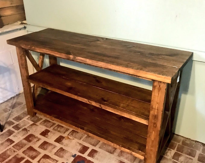 Rustic Wooden Buffet Table, Rustic Console Table, Farmhouse Buffet Table, Brown Walunt Stain, Light Walnut