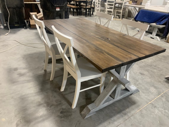 Distressed white dining table set deals