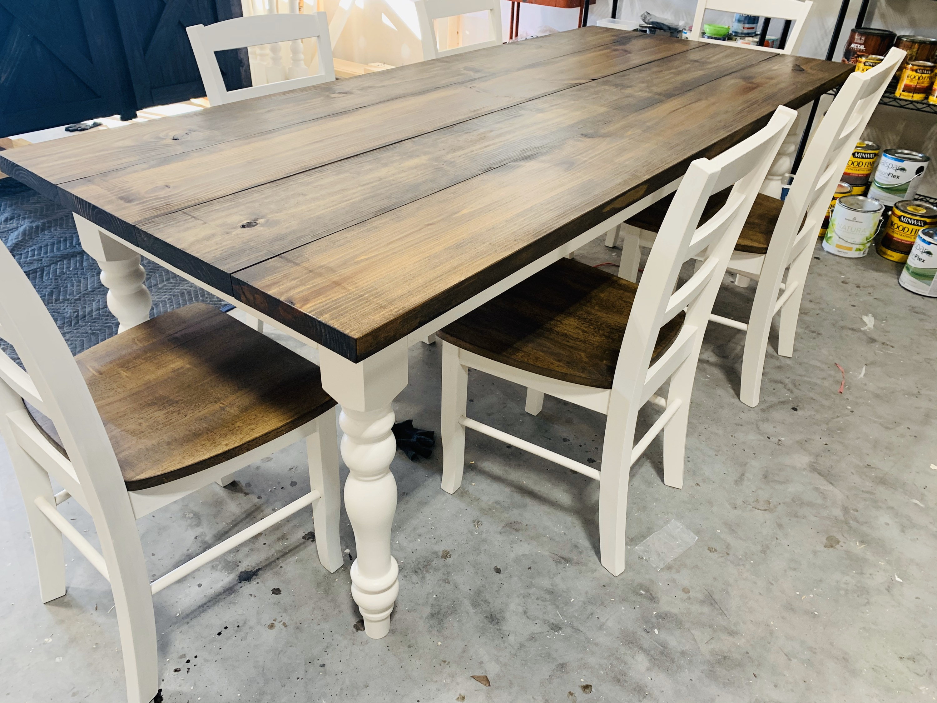 White farmhouse table black chairs sales
