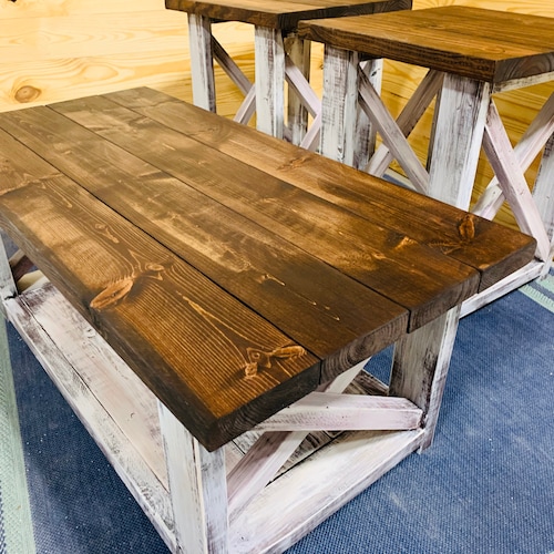Farmhouse Living Room Set End Tables Set and Coffee Table Etsy