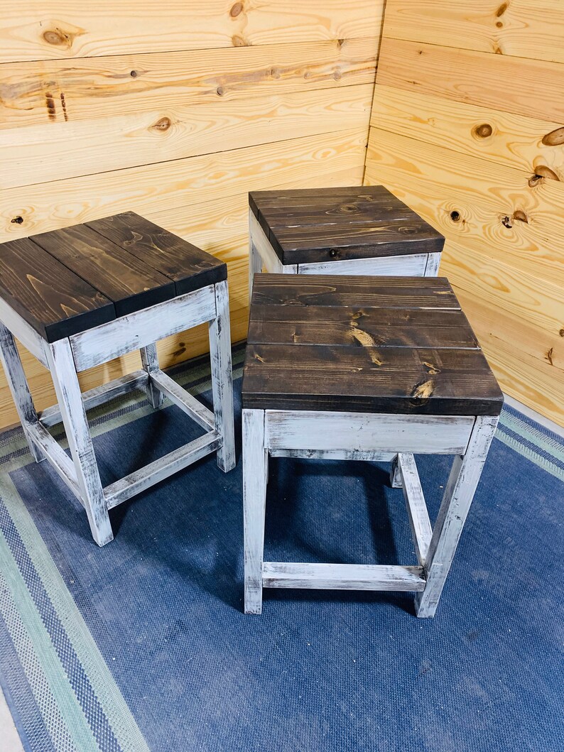 Rustic Farmhouse Counter Height Stools Espresso Brown Top and Etsy