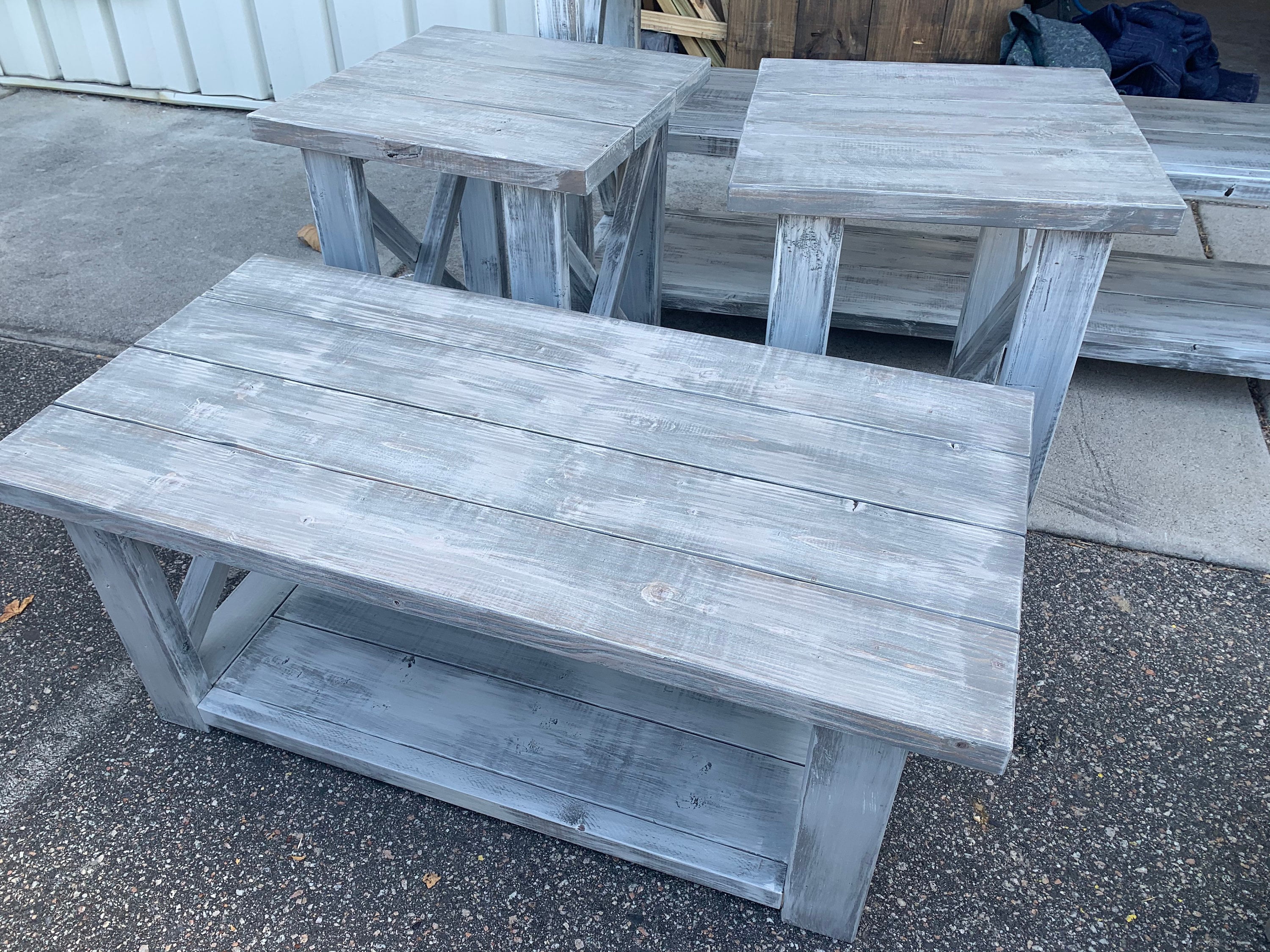 Rustic gray side table deals