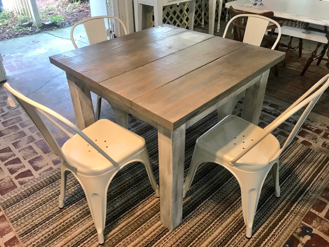 Square Farmhouse Table Rustic Farmhouse Table Dining Set Etsy