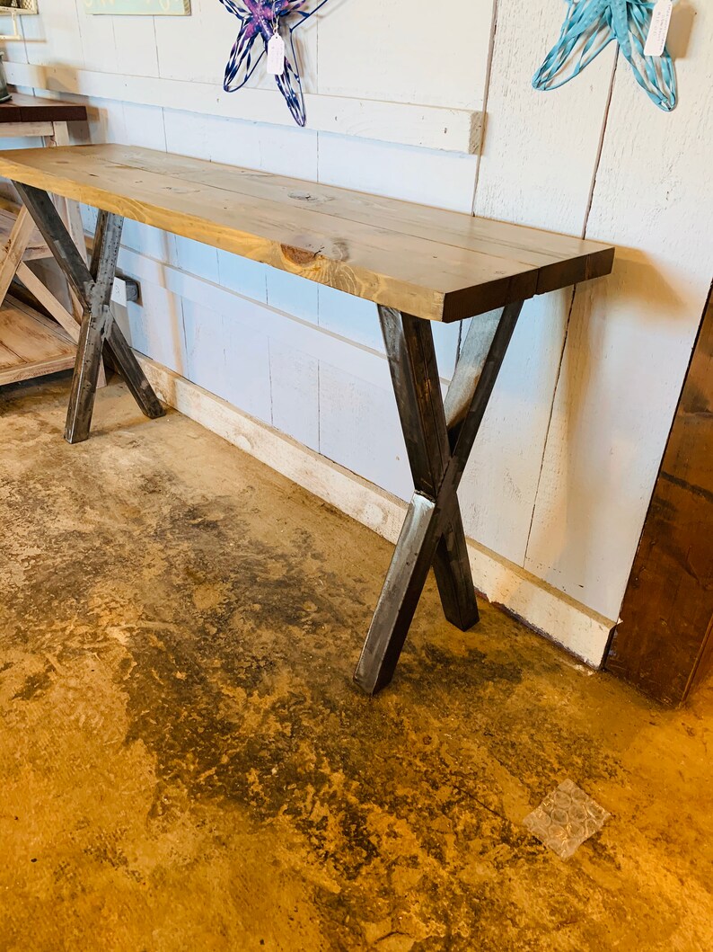 Industrial Farmhouse Entryway Table With Steel Legs and Wooden Etsy