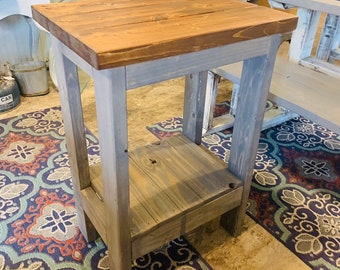 Small Rustic Console Table, Farmhouse Entryway Table with Provincial Top and Gray Base, Handmade Wood Buffet