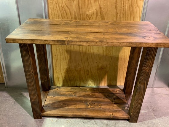 Rustic Farmhouse Entryway Table With Honey Brown Stain Finish Etsy