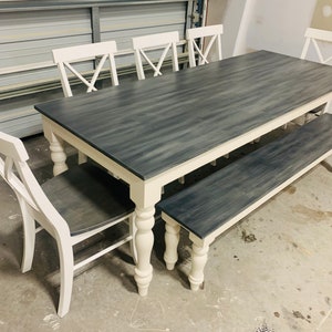 Farmhouse Turned Leg Dining Table Bench Chairs Solid Wood Heirloom Family Kitchen Set Large Bild 10