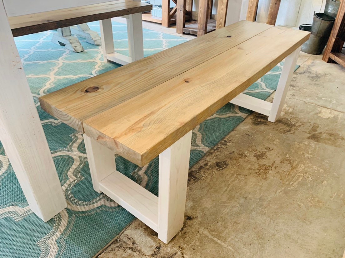 Rustic Farmhouse Bench With A Farmhouse Feel Weathered Oak Top