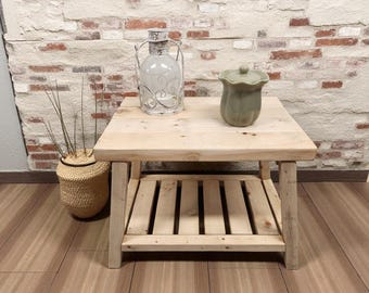 Rustic Wooden Accent Table – Weathered Oak Finish with Shelf