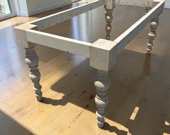 Modern Farmhouse Table Base Kit Chunky Legs Unfinished Wood DIY Dining Kitchen Furniture Parts