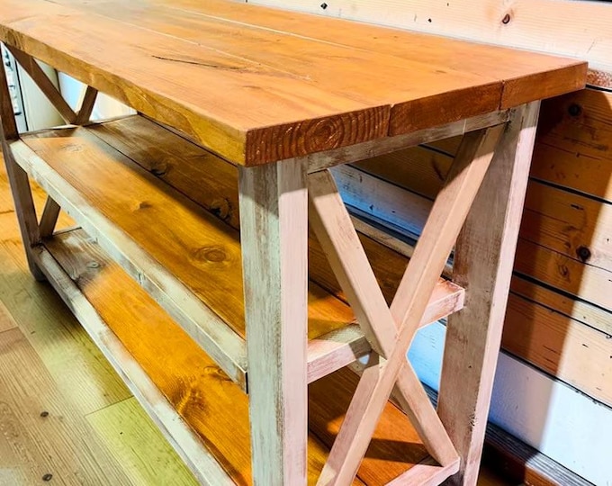 Rustic Console Table Farmhouse Buffet Entryway Table Wood Entertainment Stand