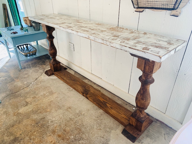 Rustic Farmhouse Entryway Table with shelve and Turned Legs Etsy
