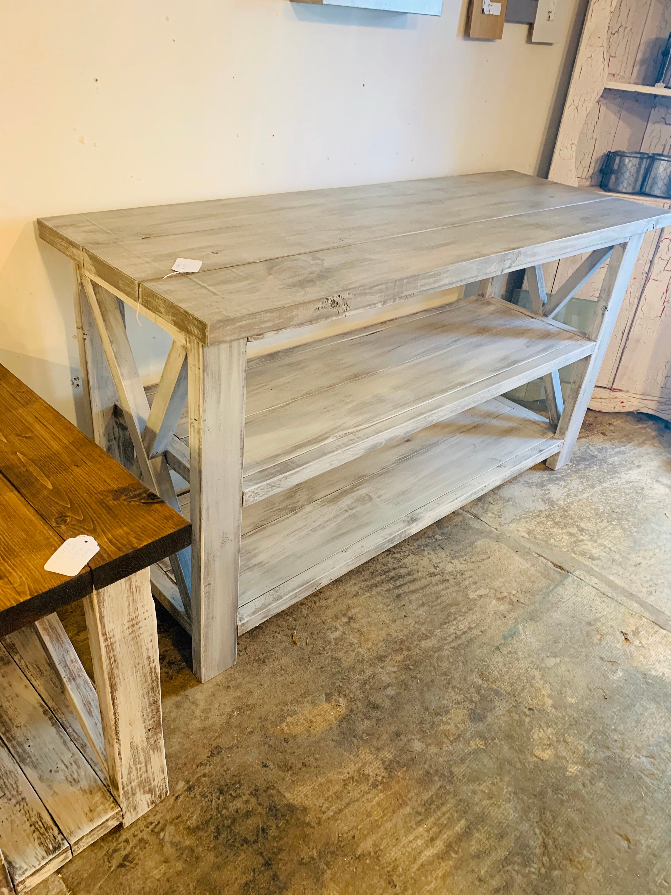 Rustic white buffet table deals