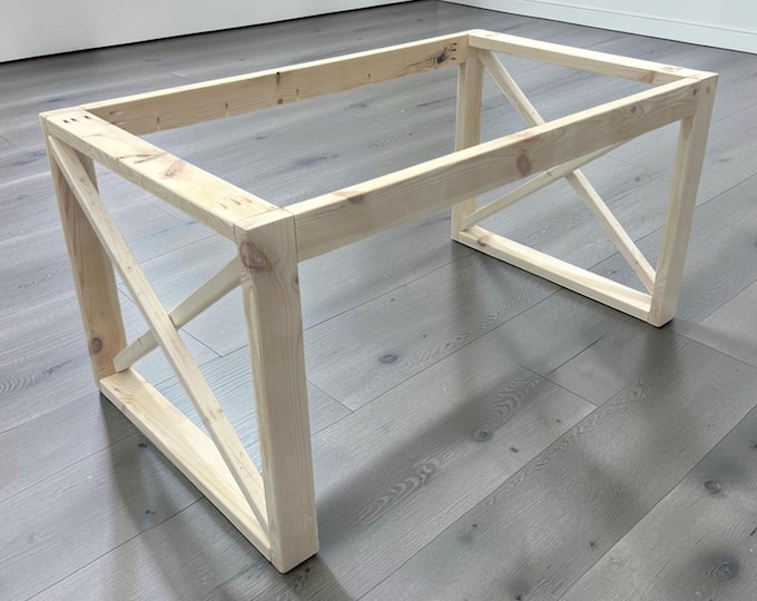 X Table Base Kit DIY Farmhouse Dining Wood Legs Skirting Rustic Unfinished Furniture